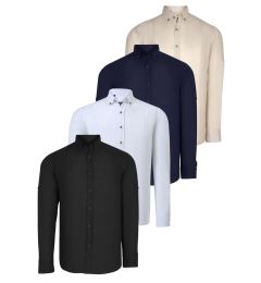 Снимка на QUADRUPLE SET G721 DEWBERRY MEN'S SHIRT-BLACK-WHITE-NAVY-BEIGE