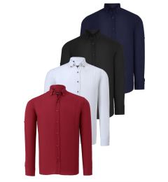 Снимка на QUADRUPLE SET G721 DEWBERRY MEN'S SHIRT-BLACK-WHITE-NAVY-BURGUNDY