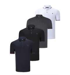 Снимка на QUADRUPLE SET T8586 DEWBERRY MEN'S T-SHIRT-BLACK-WHITE-NAVY-ANTHRACITE