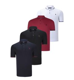 Снимка на QUADRUPLE SET T8586 DEWBERRY MEN'S T-SHIRT-BLACK-WHITE-NAVY-BURGUNDY