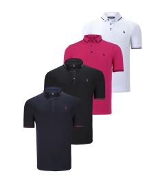 Снимка на QUADRUPLE SET T8586 DEWBERRY MEN'S T-SHIRT-BLACK-WHITE-NAVY-FUCHSIA