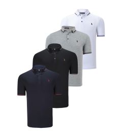 Снимка на QUADRUPLE SET T8586 DEWBERRY MEN'S T-SHIRT-BLACK-WHITE-NAVY-GREY