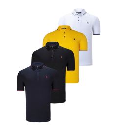 Снимка на QUADRUPLE SET T8586 DEWBERRY MEN'S T-SHIRT-BLACK-WHITE-NAVY-YELLOW