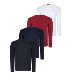 Снимка на QUADRUPLE SET T8587 DEWBERRY V-NECK MEN'S SWEATSHIRT-BLACK-NAVY-WHITE-BURGUNDY