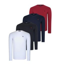 Снимка на QUADRUPLE SET T8588 DEWBERRY ROUND NECK MEN'S SWEATSHIRT-BLACK-NAVY-WHITE-BURGUNDY