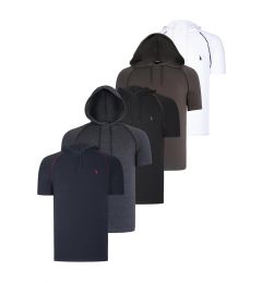 Снимка на QUINTET SET T8570 DEWBERRY HOODIE MEN'S T-SHIRT-BLACK-WHITE-NAVY BLUE-ANTHRACITE-KHAKI