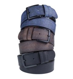 Снимка на R0928 Dewberry Set Of 3 Mens Belt For Jeans And Canvas-BLACK-BROWN-NAVY