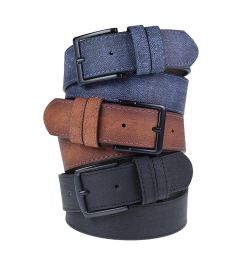 Снимка на R0928 Dewberry Set Of 3 Mens Belt For Jeans And Canvas-BLACK-NAVY-TABA