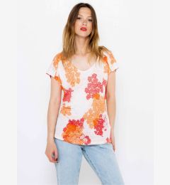 Снимка на Red-and-white floral linen blouse CAMAIEU