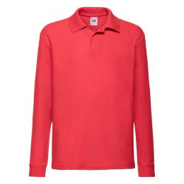 Снимка на Red Long Sleeve Polo Shirt Fruit of the Loom