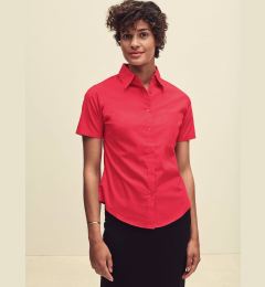 Снимка на Red Poplin Shirt With Short Sleeves Fruit Of The Loom