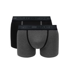 Снимка на Replay Boxers Boxer Style 6 Cuff Logo&Contrast Piping 2Pcs Box - Black/Dark - Men's