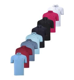 Снимка на SET OF EIGHT T8586 DEWBERRY MEN'S T-SHIRT-BLACK-WHITE-NAVY-BURGUNDY-CYAN-FUCHSIA-INDIGO-LIGHT BLUE