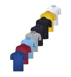 Снимка на SET OF EIGHT T8586 DEWBERRY MEN'S T-SHIRT-BLACK-WHITE-NAVY-BURGUNDY-GREY-LIGHT BLUE-YELLOW-SAKS