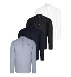 Снимка на SET OF FOUR G783 DEWBERRY JUDGE COLLAR SHIRT-BLACK-WHITE-NAVY-GREY