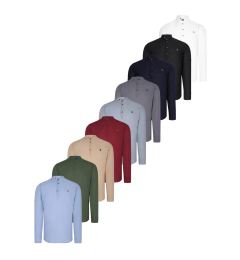 Снимка на SET OF NINE G783 DEWBERRY JUDGE COLLAR SHIRT-BLACK-WHITE-NAVY-BURGUNDY-BLUE-KHAKI-BEIGE-ANTHRACITE-GREY