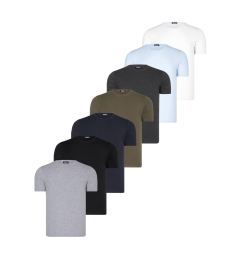 Снимка на SET OF SEVEN T8569 DEWBERRY BICYCLE COLLAR T-SHIRT-BLACK-WHITE-NAVY-ANTHRACITE-BLUE-KHAKI-GREY