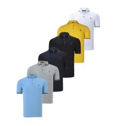 Снимка на SET OF SIX T8586 DEWBERRY MEN'S T-SHIRT-BLACK-WHITE-NAVY-GREY-LIGHT BLUE-YELLOW