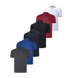 Снимка на SET OF SIX T8586 DEWBERRY MEN'S T-SHIRT-BLACK-WHITE-NAVY-SAKS-ANTHRACITE-BURGUNDY