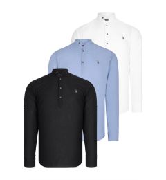 Снимка на SET OF THREE G783 DEWBERRY JUDGE COLLAR SHIRT-BLACK-WHITE-BLUE