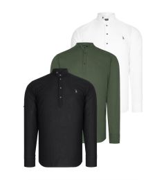 Снимка на SET OF THREE G783 DEWBERRY JUDGE COLLAR SHIRT-BLACK-WHITE-KHAKI