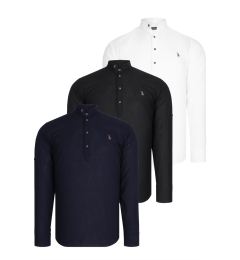 Снимка на SET OF THREE G783 DEWBERRY JUDGE COLLAR SHIRT-BLACK-WHITE-NAVY BLUE