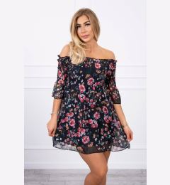 Снимка на Shoulder dress with floral pattern black