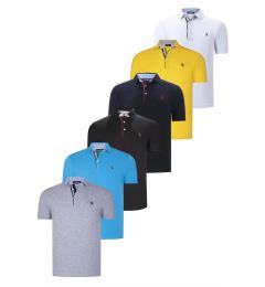 Снимка на SIX SET T8582 DEWBERRY MENS T-SHIRT-BLACK-WHITE-NAVY BLUE-DARK TURQUOISE-YELLOW-GREY