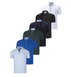 Снимка на SIX SET T8582 DEWBERRY MENS T-SHIRT-BLACK-WHITE-NAVY BLUE-GREEN-SAKS BABY BLUE