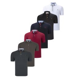 Снимка на SIX SET T8582 DEWBERRY MENS T-SHIRT-BLACK-WHITE-NAVY BLUE-KHAKI-BURGUNDY-ANTHRACITE