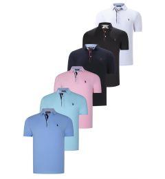 Снимка на SIX SET T8582 DEWBERRY MENS T-SHIRT-BLACK-WHITE-NAVY BLUE-PINK-CYAN-LIGHT BLUE