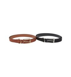 Снимка на Slim synthetic velour leather belt 2 pcs black/silver + brown/gold