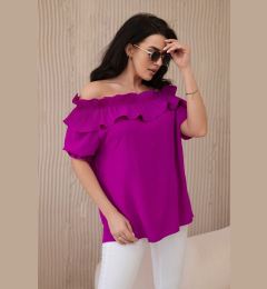 Снимка на Spanish blouse with decorative ruffle dark purple