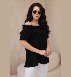 Снимка на Spanish blouse with decorative ruffle in black