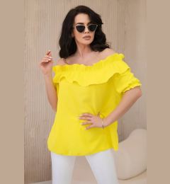 Снимка на Spanish blouse with decorative ruffle in yellow color