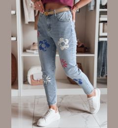 Снимка на Spodnie damskie jeansowe slim fit w kwiatki ARTJEANS niebieskie Dstreet