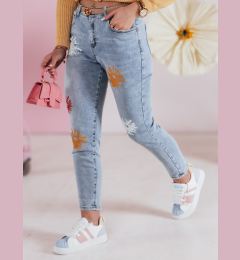 Снимка на Spodnie damskie jeansowe slim fit w kwiatki FLORENSSO niebieskie Dstreet