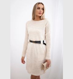 Снимка на Sweater with wide belt light beige