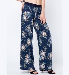 Снимка на Swedish trousers decorated with a print in navy blue roses