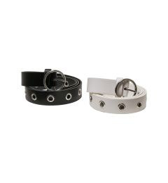 Снимка на Synthetic leather eyelet strap 2 packs black/white