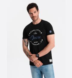 Снимка на T-shirt męski z nadrukiem Ombre Casual Style - black