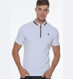 Снимка на T8571 DEWBERRY ZIPPER MEN'S T-SHIRT-WHITE