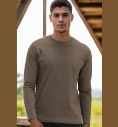 Снимка на T8588 DEWBERRY BIKE COLLAR LONG SLEEVE T-SHIRT-PLAIN KHAKI