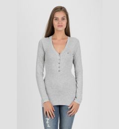 Снимка на Tommy Jeans T-shirt - TJW ORIGINAL RIB HENLEY grey