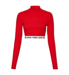 Снимка на Tommy Jeans Top - TJW CROP LOGO WAISTBAND LS red