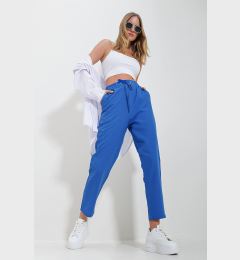 Снимка на Trend Alaçatı Stili Women's Aviator Blue Elastic Waist Double Pocket Woven Trousers