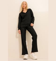 Снимка на Trend Alaçatı Stili Women's Black Polo Neck Top And Palazzon Trousers Knitwear Bottom Top Suit