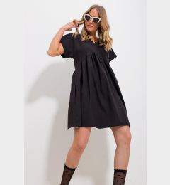 Снимка на Trend Alaçatı Stili Women's Black V Neck Double Sleeve Flounce Woven Dress