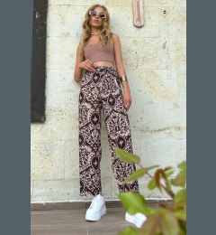 Снимка на Trend Alaçatı Stili Women's Brown Patterned Woven Viscose Trousers