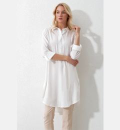 Снимка на Trend Alaçatı Stili Women's Ecru Shirt Collar Half Pop Long Woven Tunic